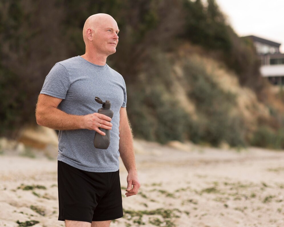 Healthy middle-aged man looking fit and strong with growth hormone therapy at PracticeRx
